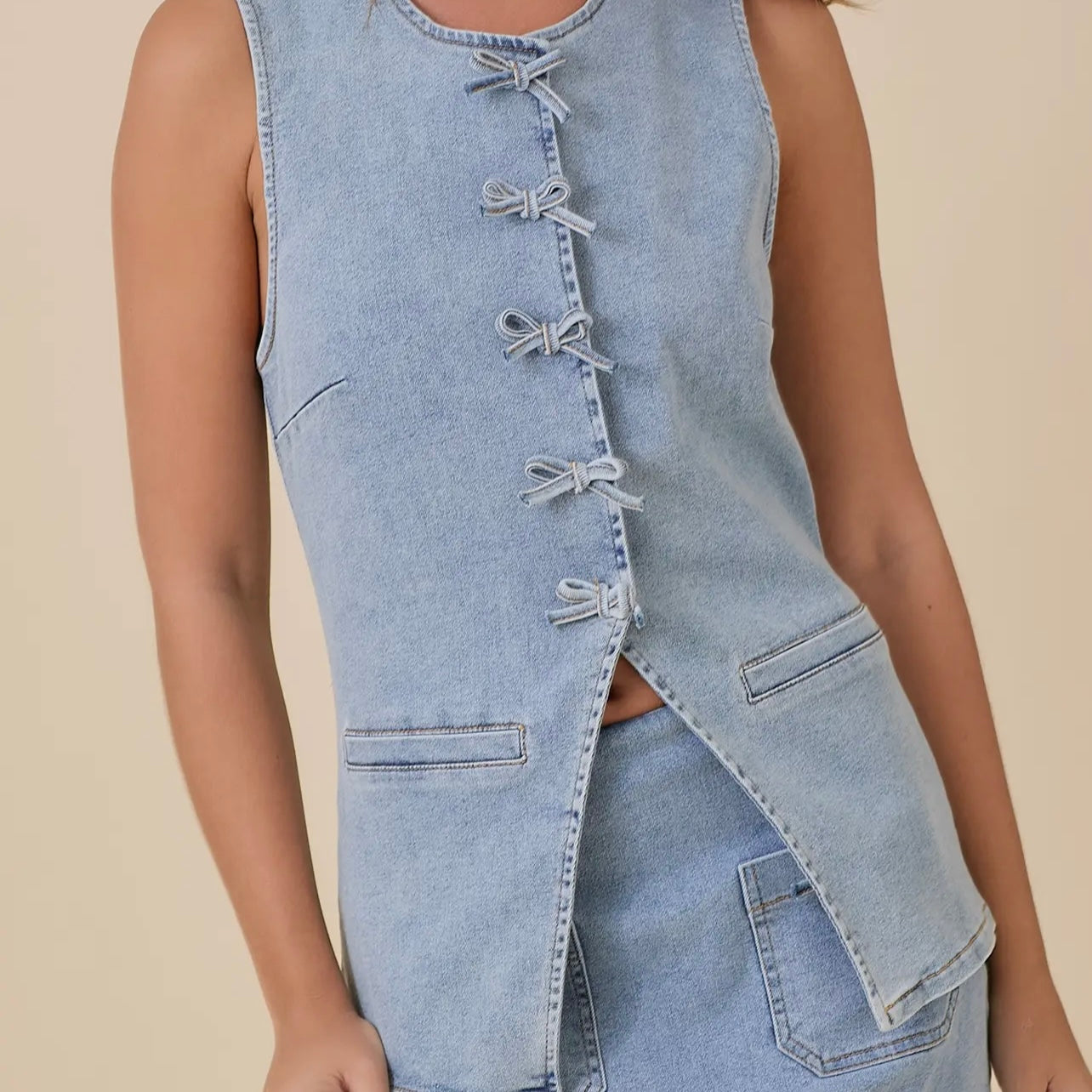 Bow Denim Vest