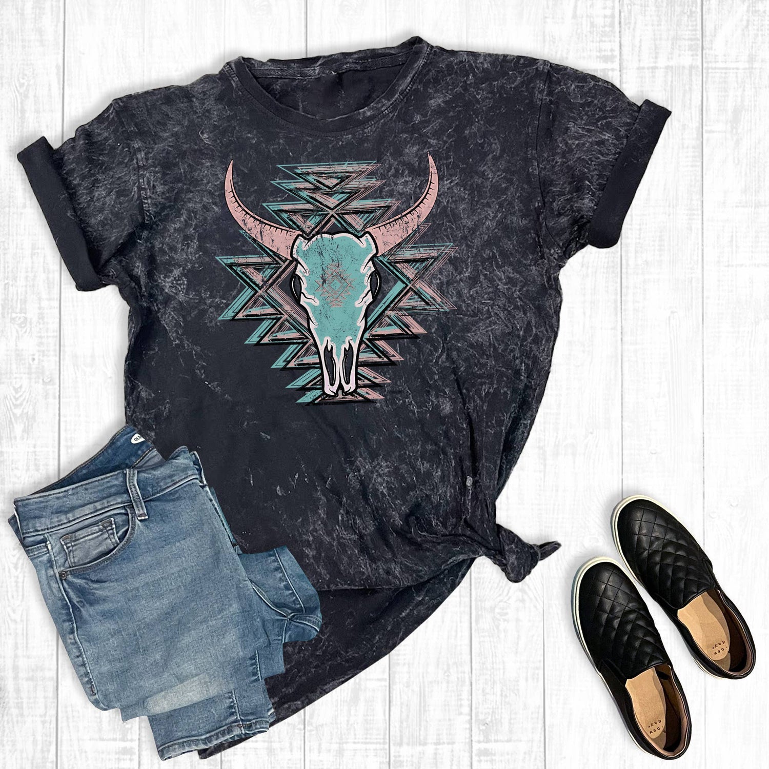 Western Aztec Cowskull Graphic Tee