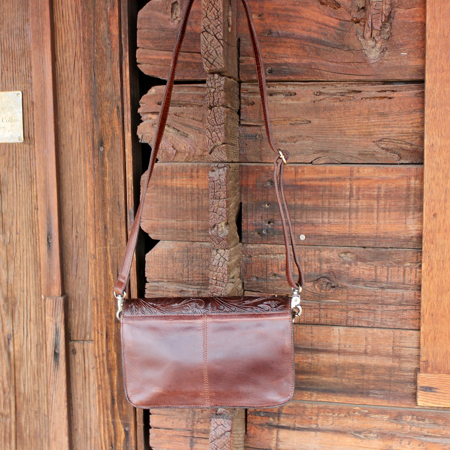 Leather Tooled Crossbody