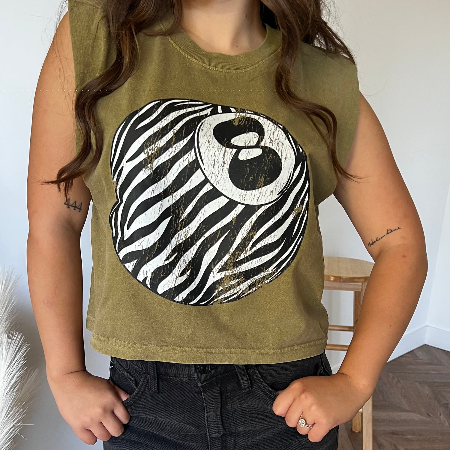 Wild Card Zebra 8-Ball Boxy Tee