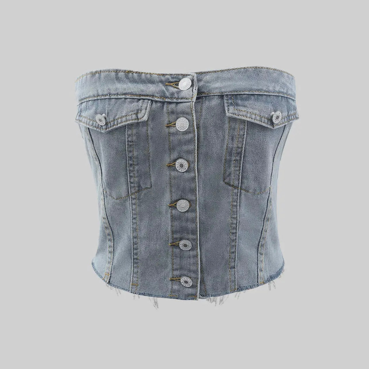 Denim Strapless Top