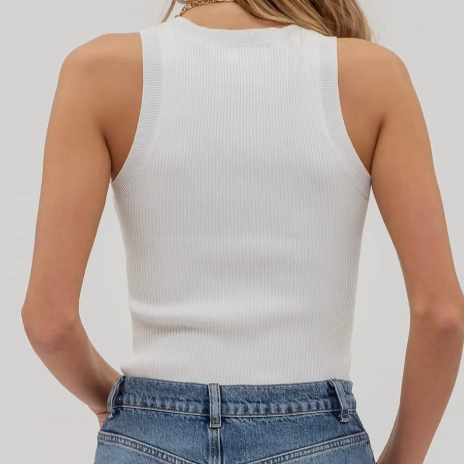 Ribbed High Neck Tank