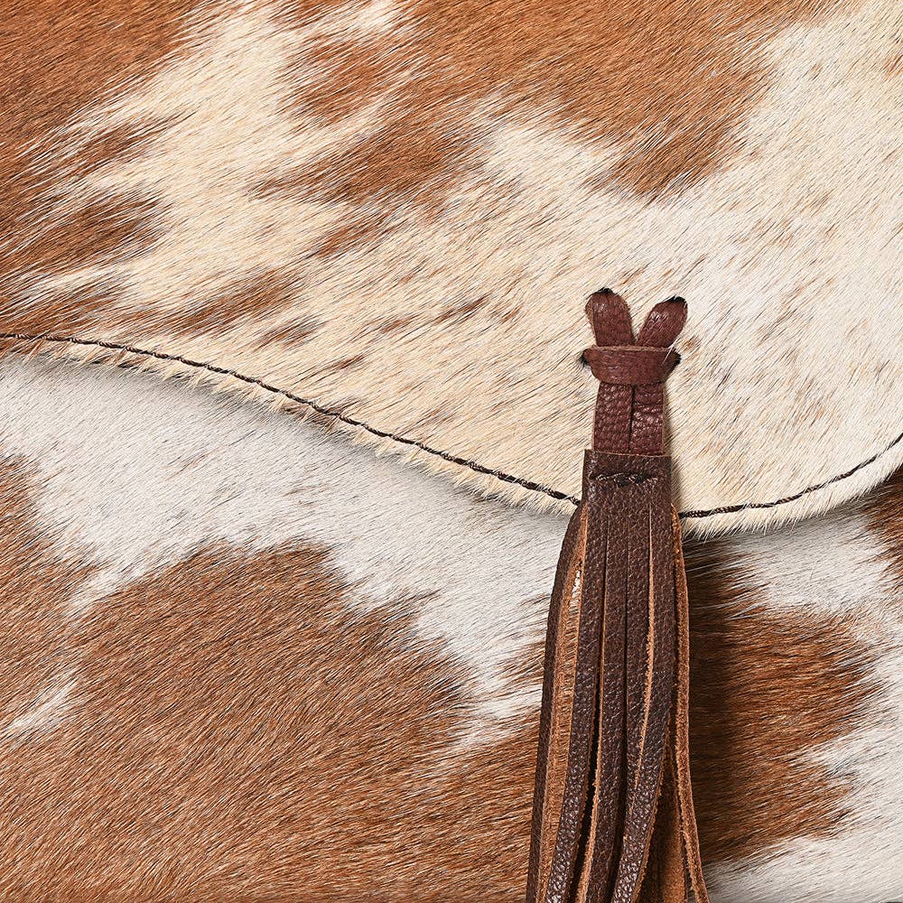 Leather Crossbody Bag with Chain Strap & Fringe Tassel
