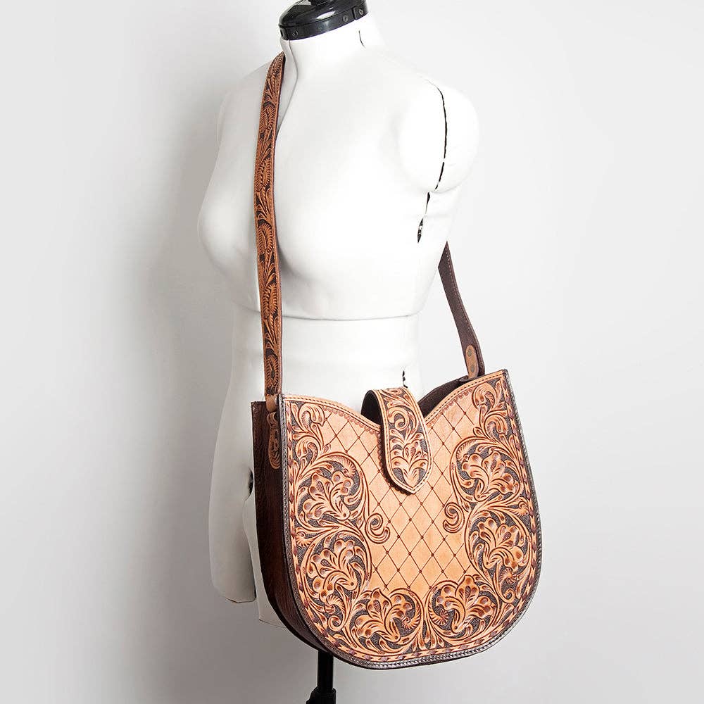Genuine Leather Western Hobo Shoulder Bag