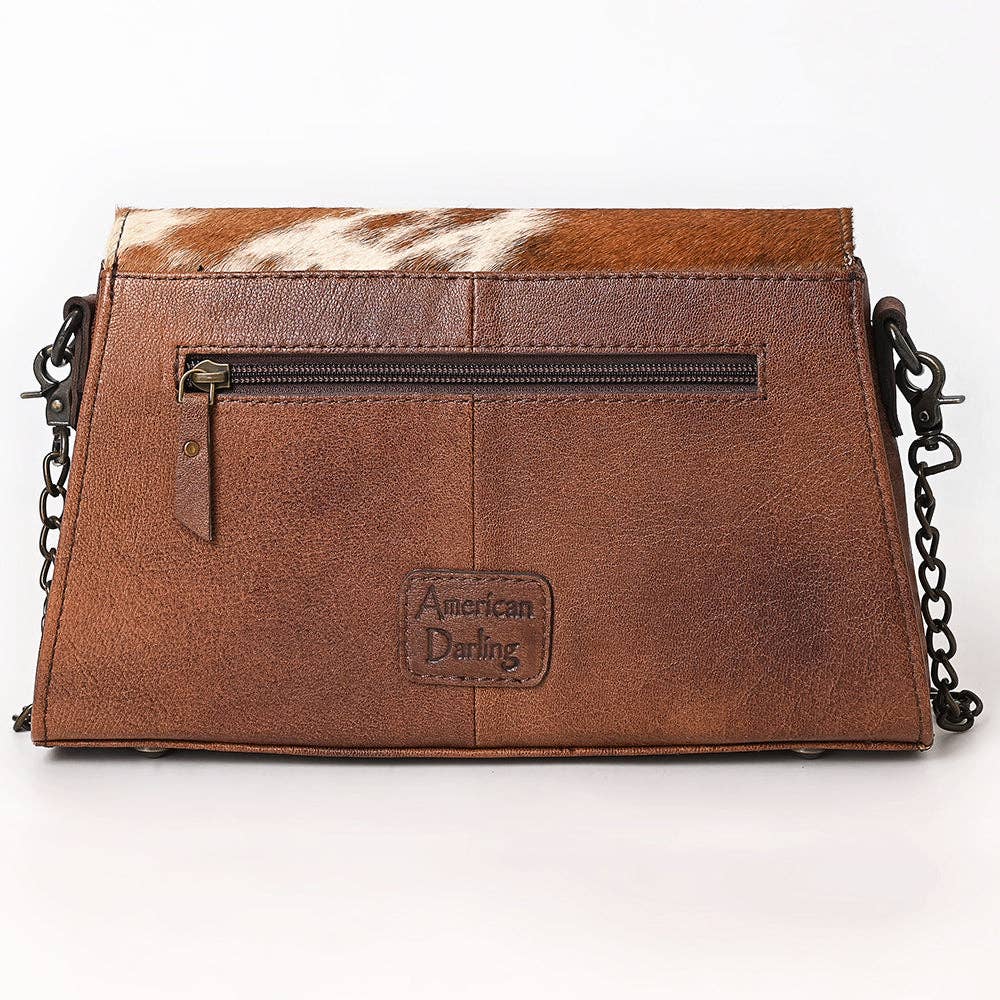Leather Crossbody Bag with Chain Strap & Fringe Tassel